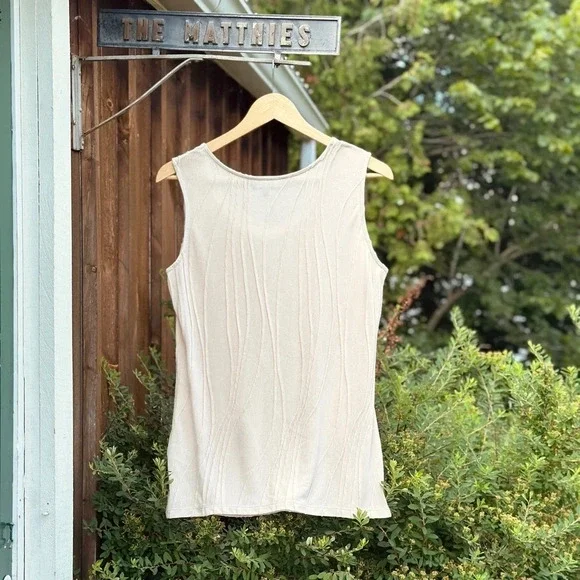 Cleo Petites tank - cream - seamed pattern detail - M - Picture 5 of 5